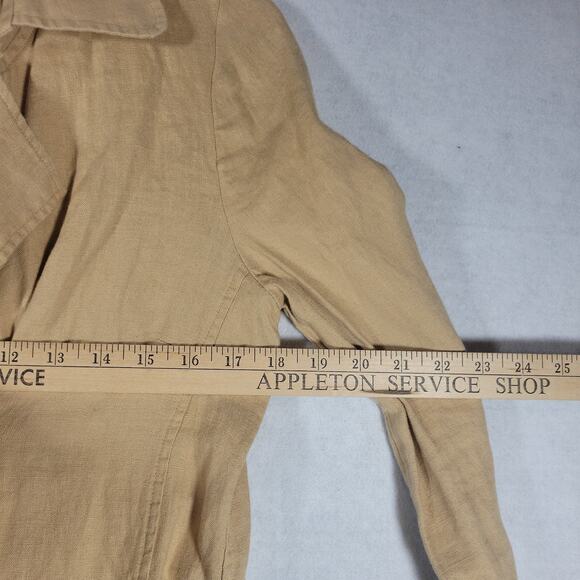 Anthropologie NEW Eva Franco Women's LINEN Beige/Brown Belted Trench Jacket M - Picture 5 of 7